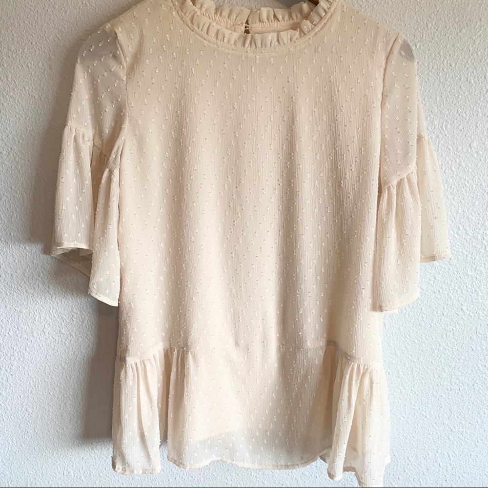Ruffle Top Cream Size Woman’s Small Girly …